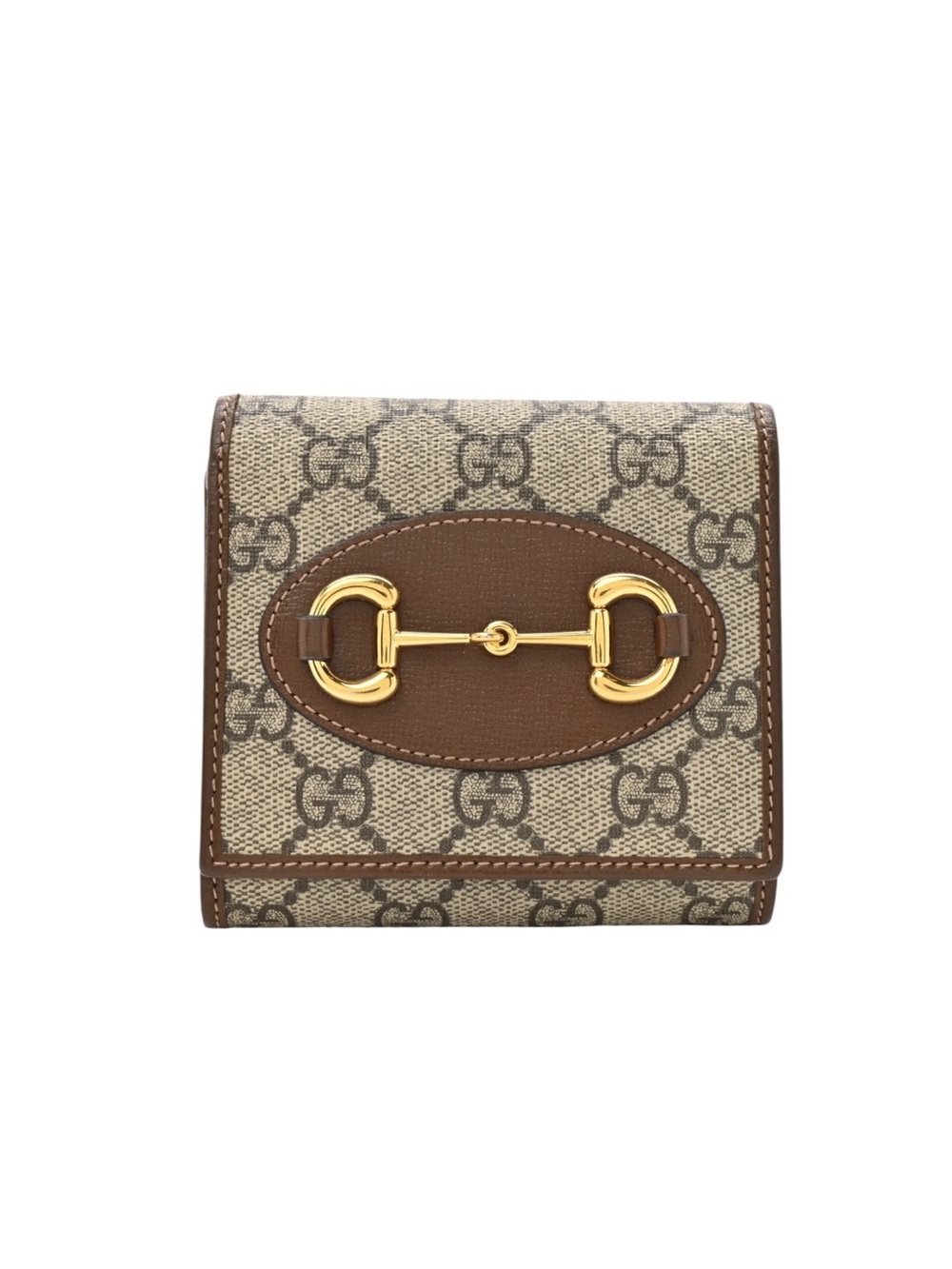 Gucci GG Supreme Monogram Azalea Calfskin Horsebit 1955 Flap Card Case Wallet